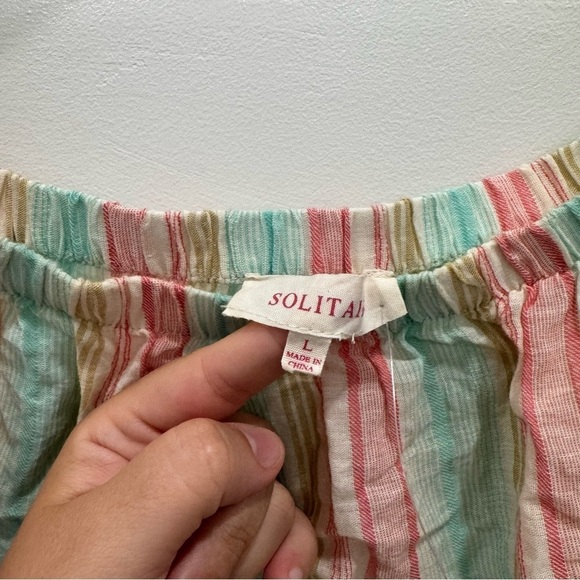 Solitaire Pastel Color Stripe Bell Sleeve Off The Shoulder Top Size Large - Picture 4 of 7